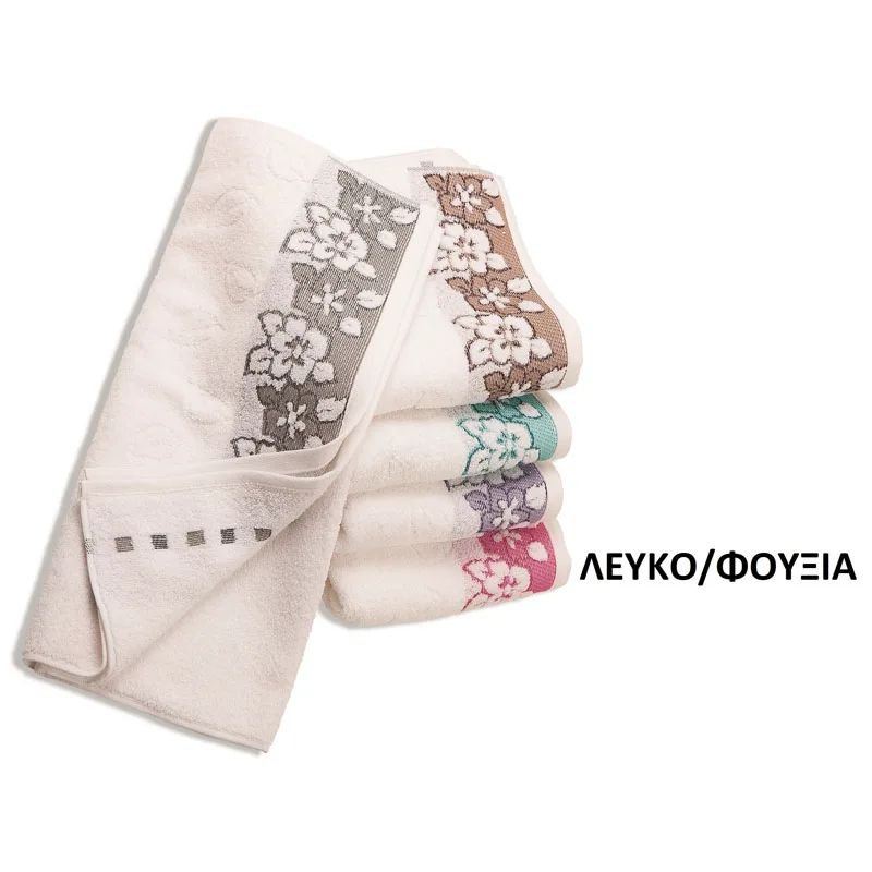Πετσέτα Μπάνιου 70X140 Dimcol Ερατω Λευκο/Φουξια (70x140)