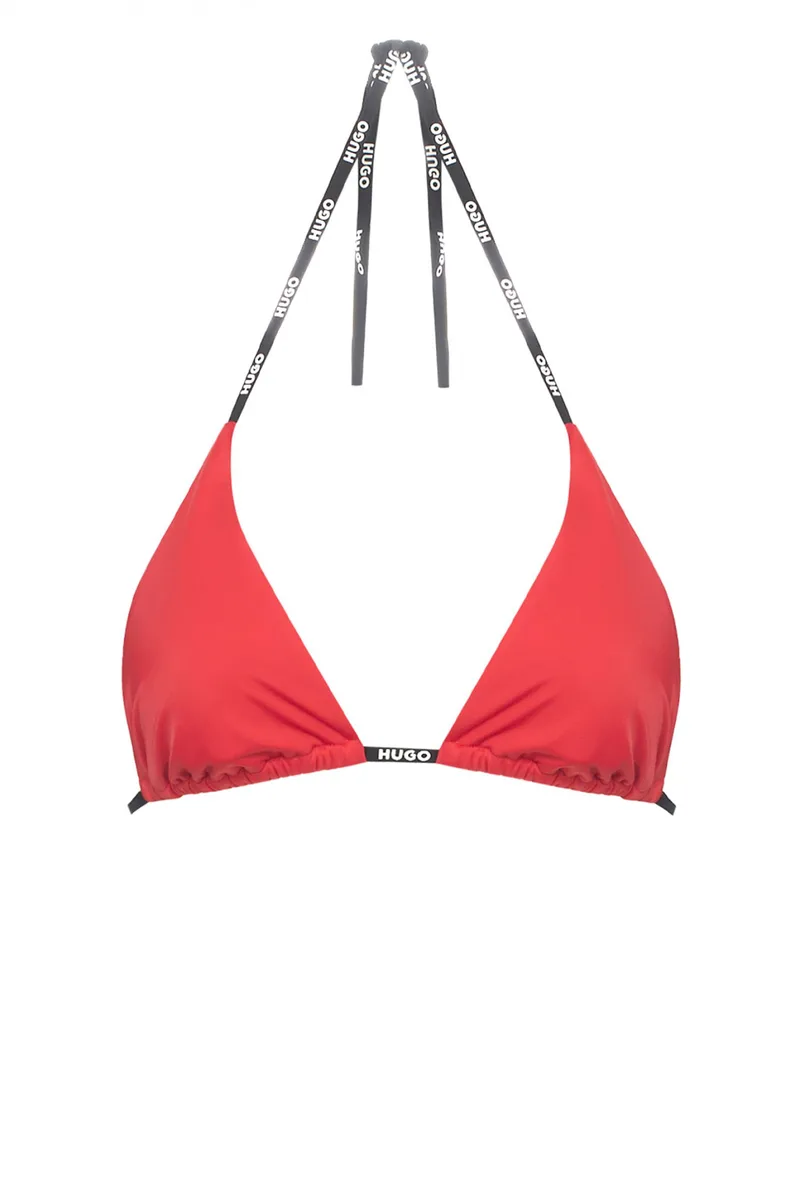 HUGO ΜΑΓΙΩ BIKINI TOP PURE TRIANGLE LOGO ΚΟΚΚΙΝΟ-ΜΑΥΡΟ