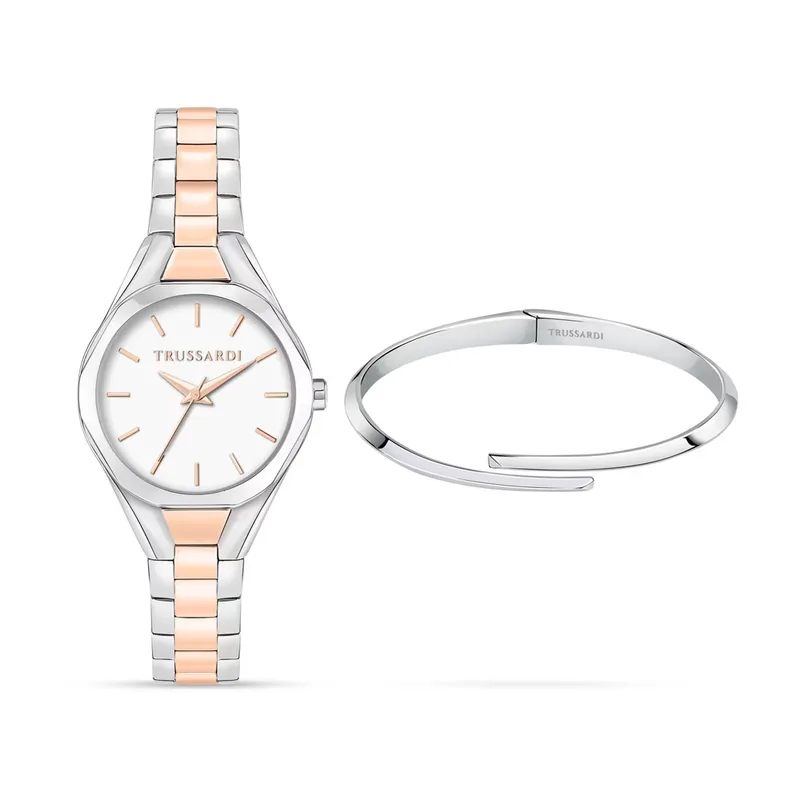 TRUSSARDI Metropolitan Gift Set Two Tone Stainless Steel Bracelet R2453159503