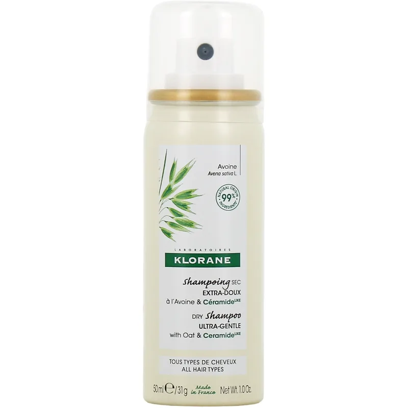 Klorane Oat Dry Shampoo Travel Size 50ml,Ξηρό Σαμπουάν με Βρώμη για Όλους τους Τύπους Μαλλιών