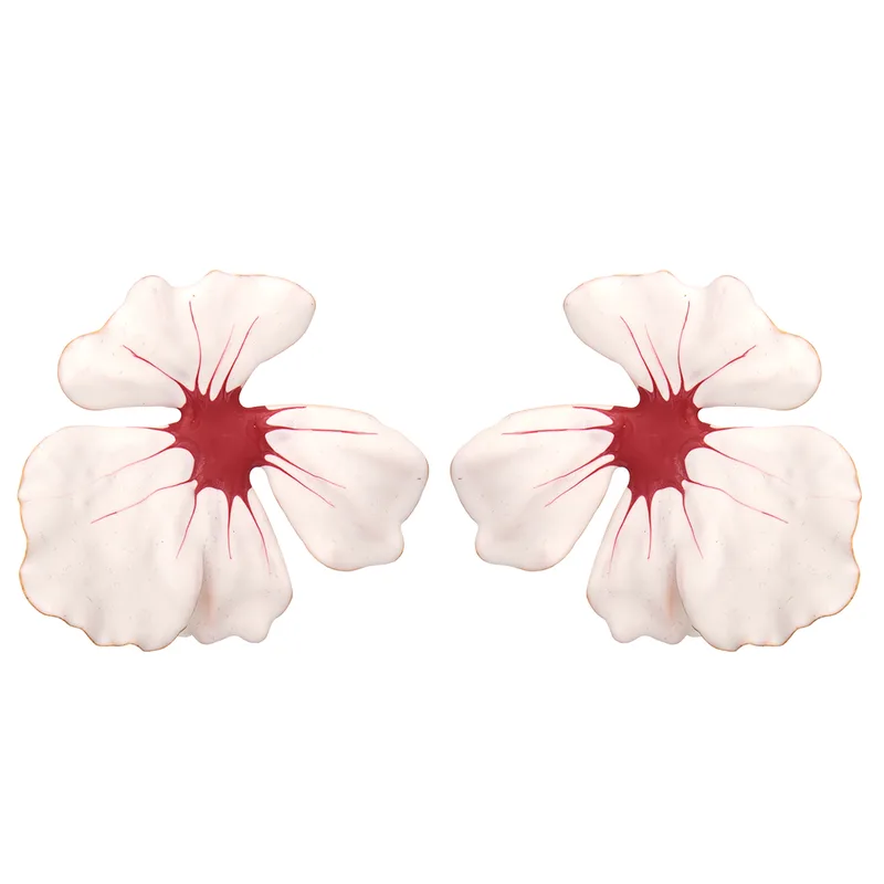 vintage σκουλαρίκια μεταλλικά Geranium λευκό
