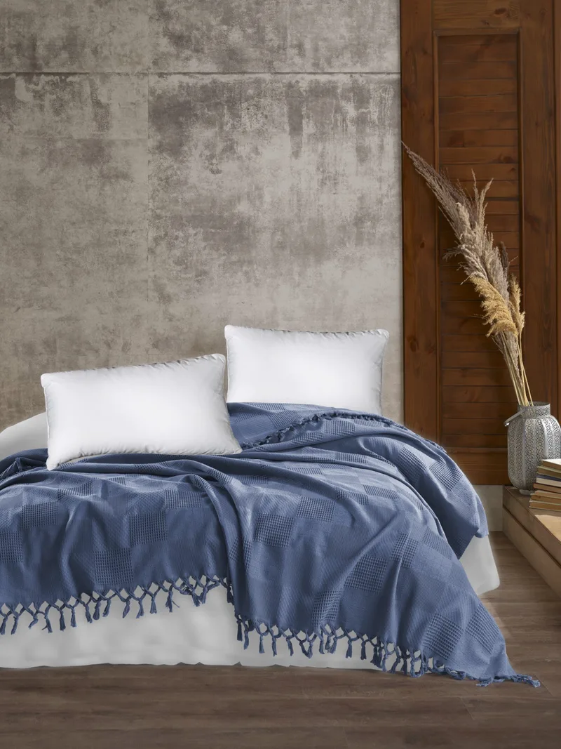 Κουβέρτα Πικέ Υπέρδιπλη Dimcol Jacquard Classic Blue 220x240