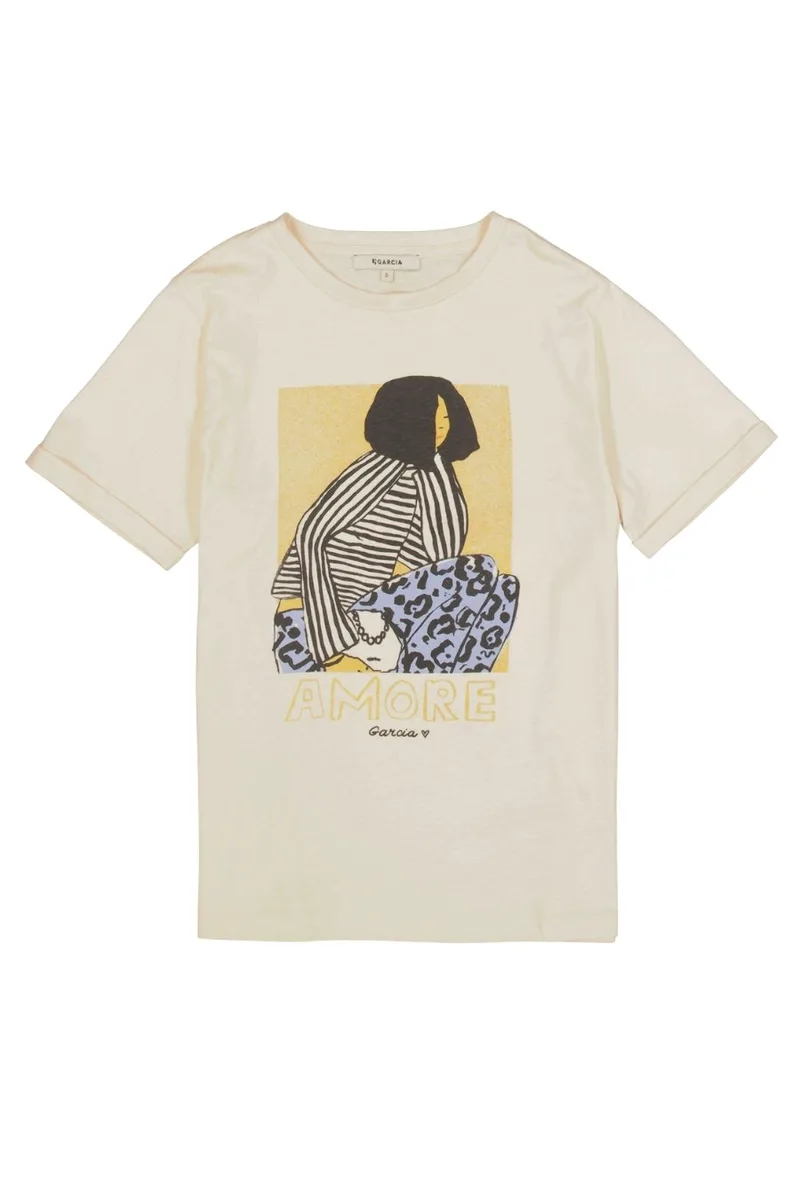 GARCIA Γυναικείο T-Shirt με Print - Μπεζ-O260006