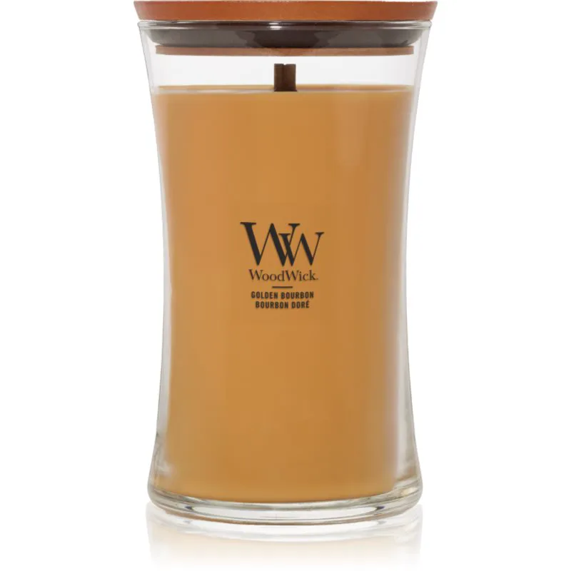 Woodwick Opulent Wood Golden Bourbon αρωματικό κερί με ξύλινο φιτίλι (hearthwick) 609.5 γρ