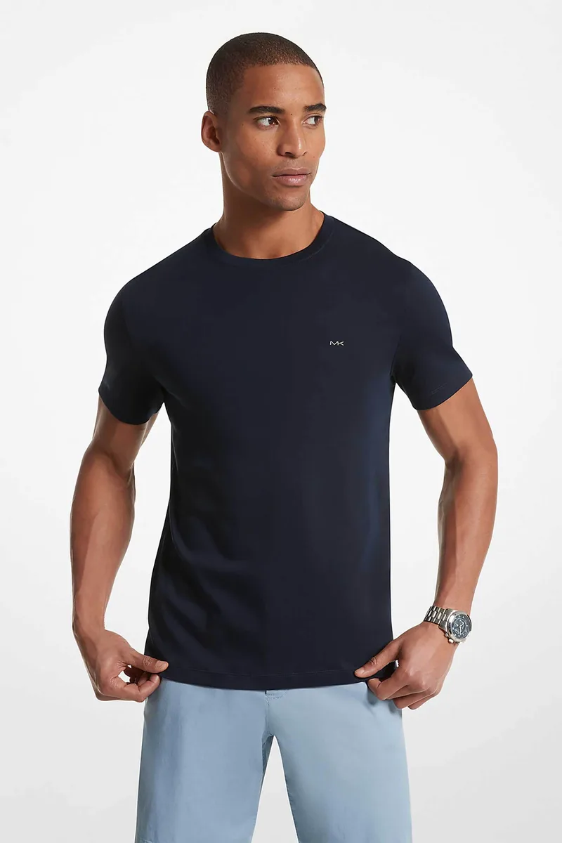 Michael Kors ανδρικό T-shirt με κεντημένο monogram Regular Fit - CB95FJ2C93 Μπλε Σκούρο