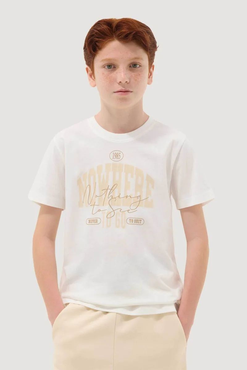 OVS παιδικό T-shirt με print Regular Fit - 002682443 Λευκό