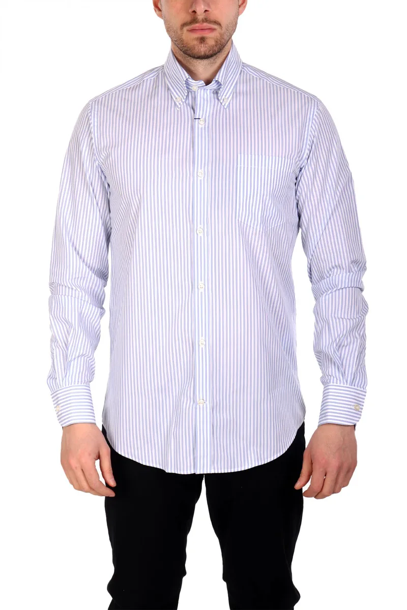 PAUL&SHARK ΠΟΥΚΑΜΙΣΟ BUTTON DOWN ΡΙΓΕ ΜΠΛΕ-ΛΕΥΚΟ