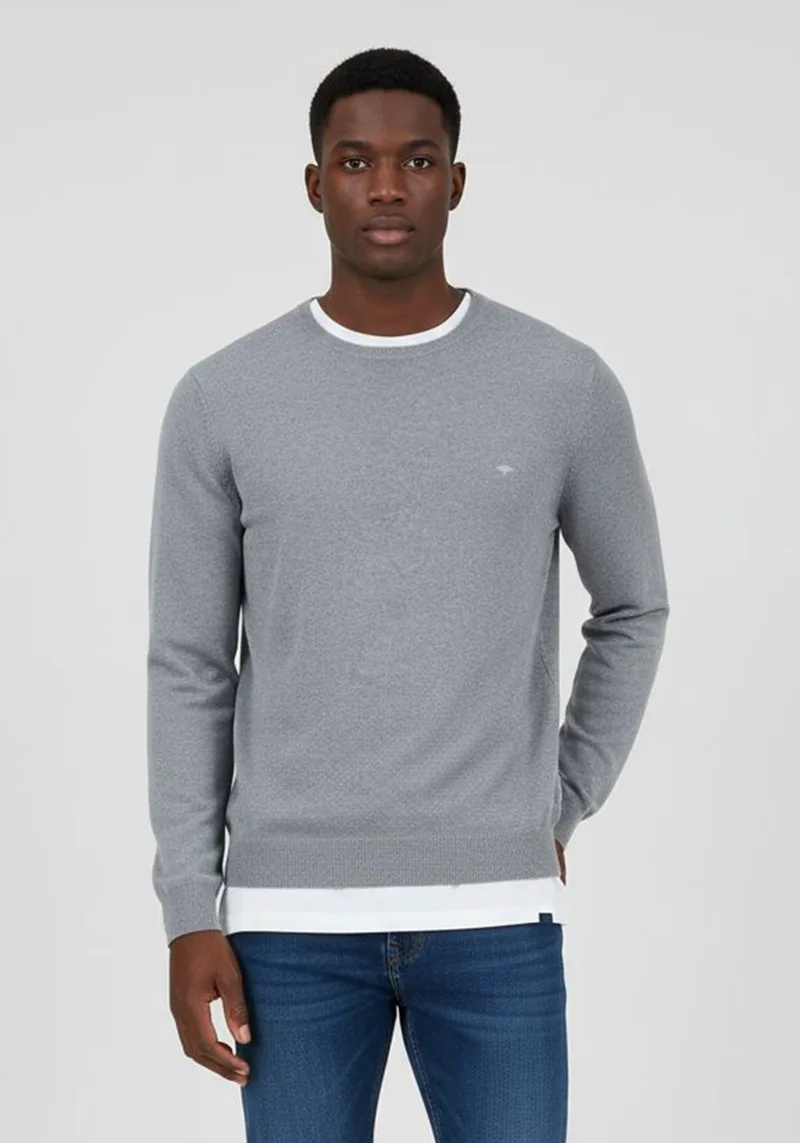 Fynch Hatton Πλεκτή μπλούζα της σειράς Fine Cotton - SFPK210 936 Steel