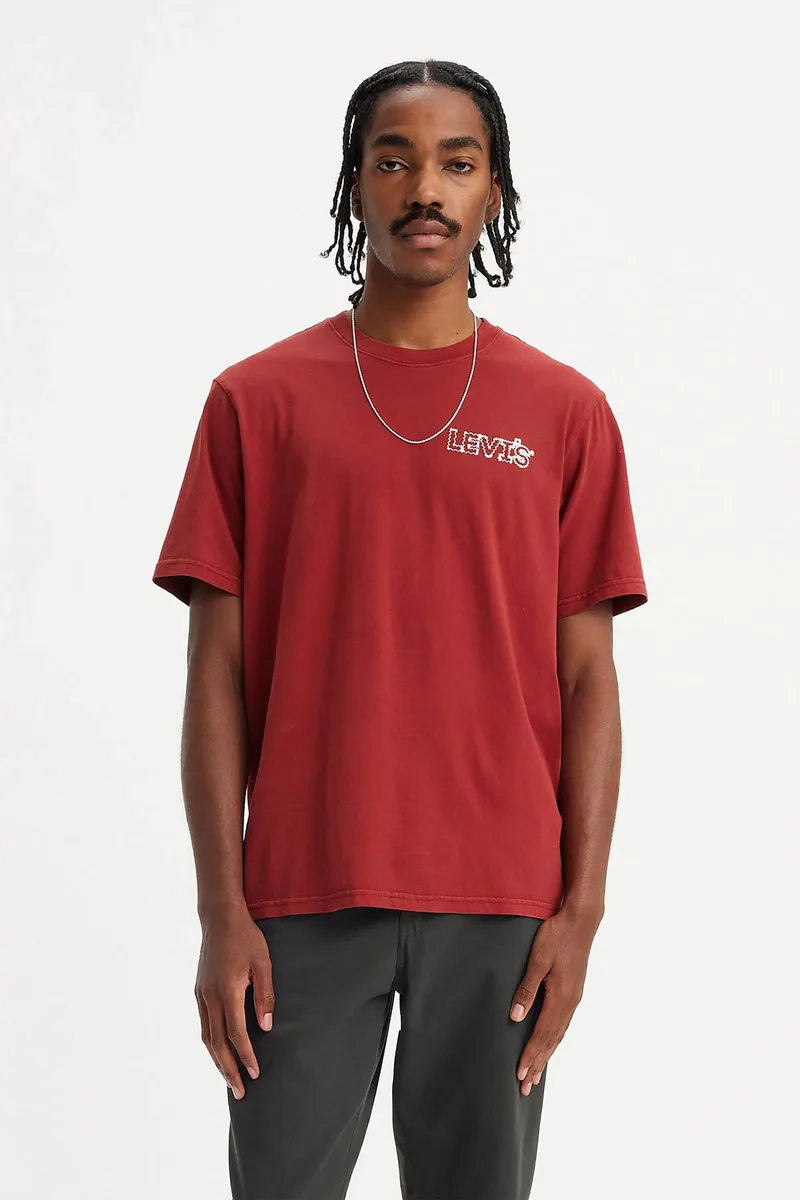 Levi's® ανδρικό T-shirt μονόχρωμο με logo print Relaxed Fit "Graphic" - 161431301 Κόκκινο