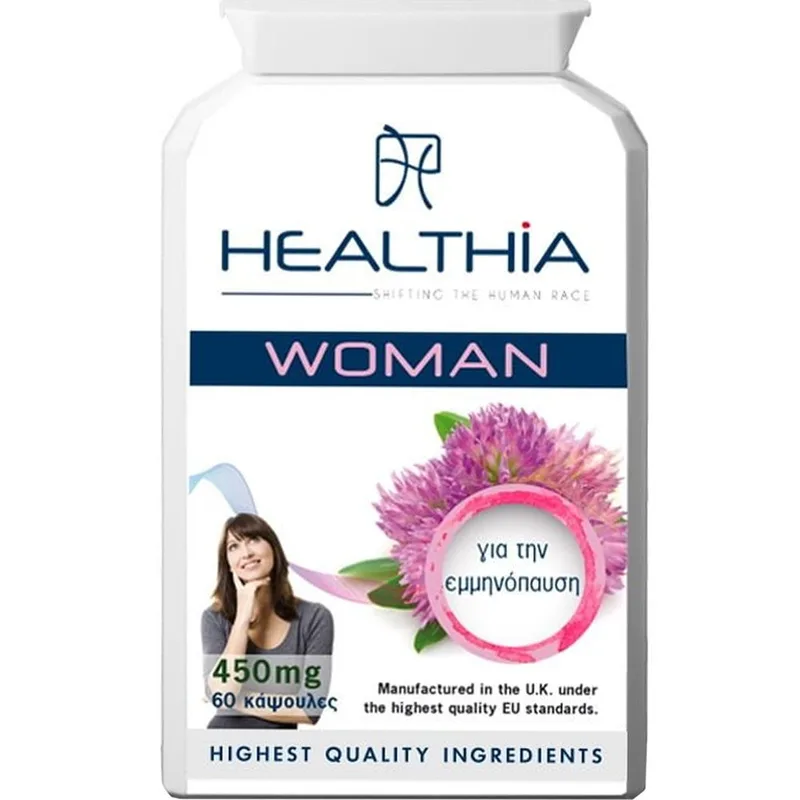 Healthia Woman 450mg Συμπλήρωμα Διατροφής Βιταμινών, Μετάλλων & Εκχυλίσματος Βοτάνων για την Αντιμετώπιση των Συμπτωμάτων της Εμμηνόπαυσης 60caps