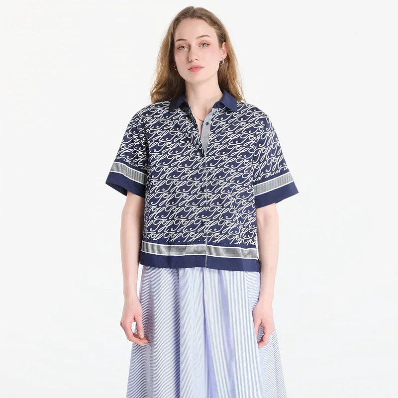 Πουκάμισο Tommy Hilfiger Swimshop Silk Voile Aop Shirt Dark Blue Argyle XS