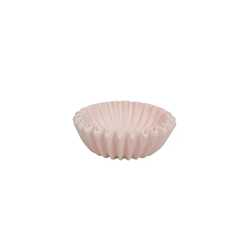 Beauty Home Μπολ κεραμικό Πλισέ – Ανοιχτό Ροζ 20x20x7 cm