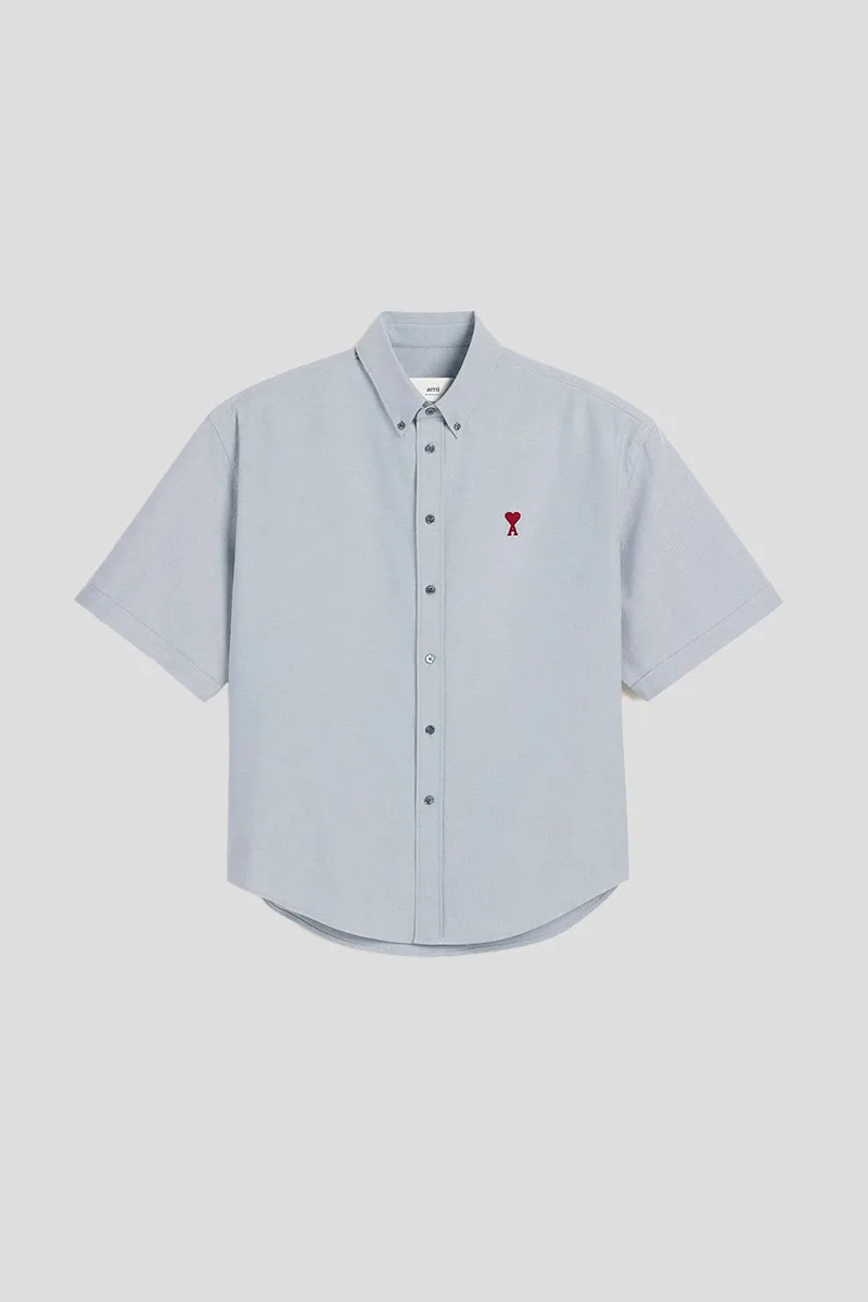 AMI PARIS Ανδρικό Μπλε Boxy Fit Short Sleeves Shirt