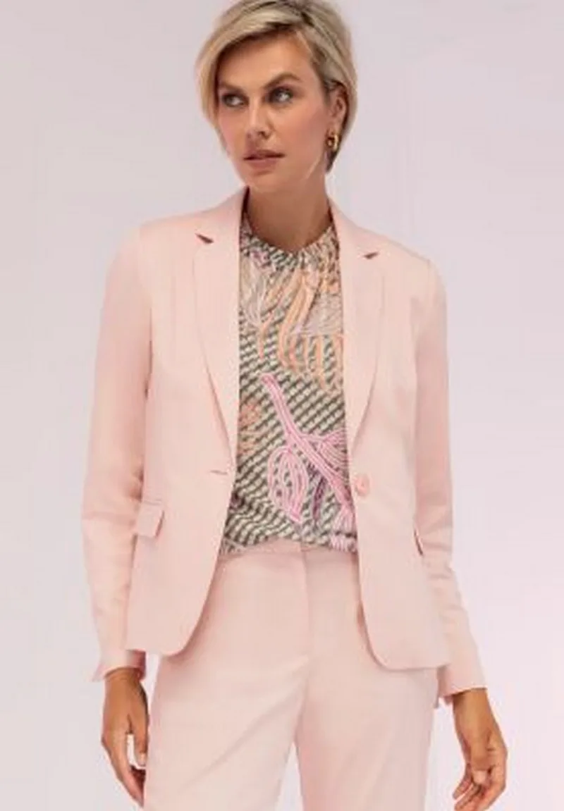 Bianca Γυναικείο Blazer Slim Fit Μονόκουμπο Ροζ