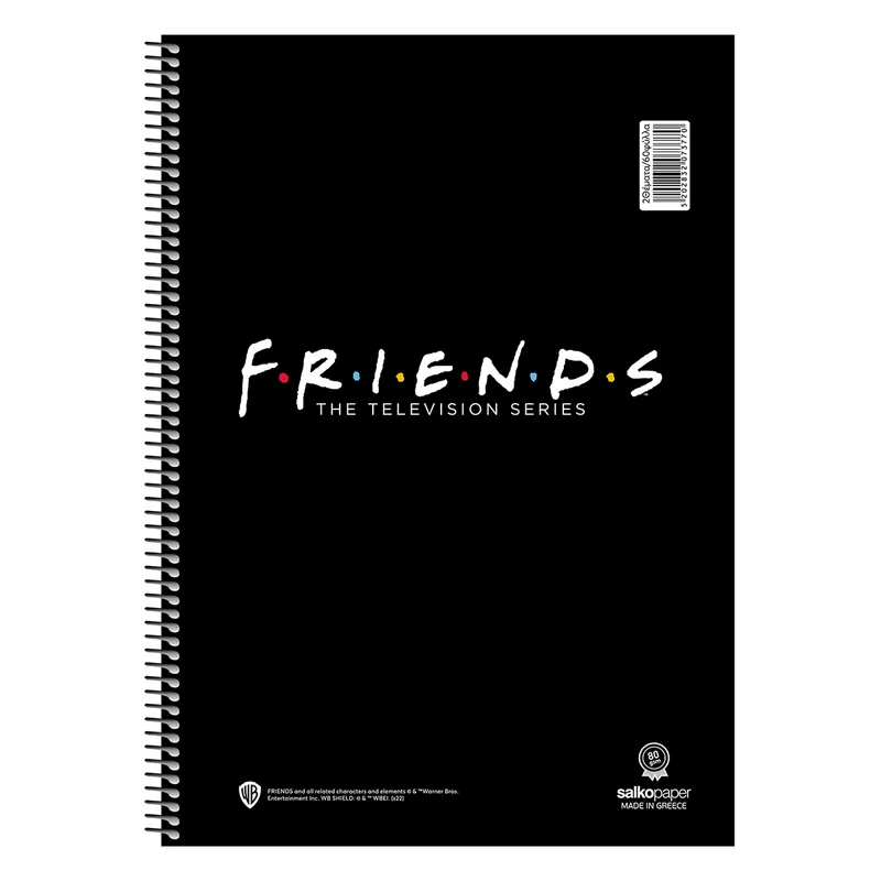 Salko Paper Σπιράλ Τετράδιο Ριγέ Β5 90 φύλλων 3 Θεμάτων Friends (Τυχαία επιλογή χρώματος)