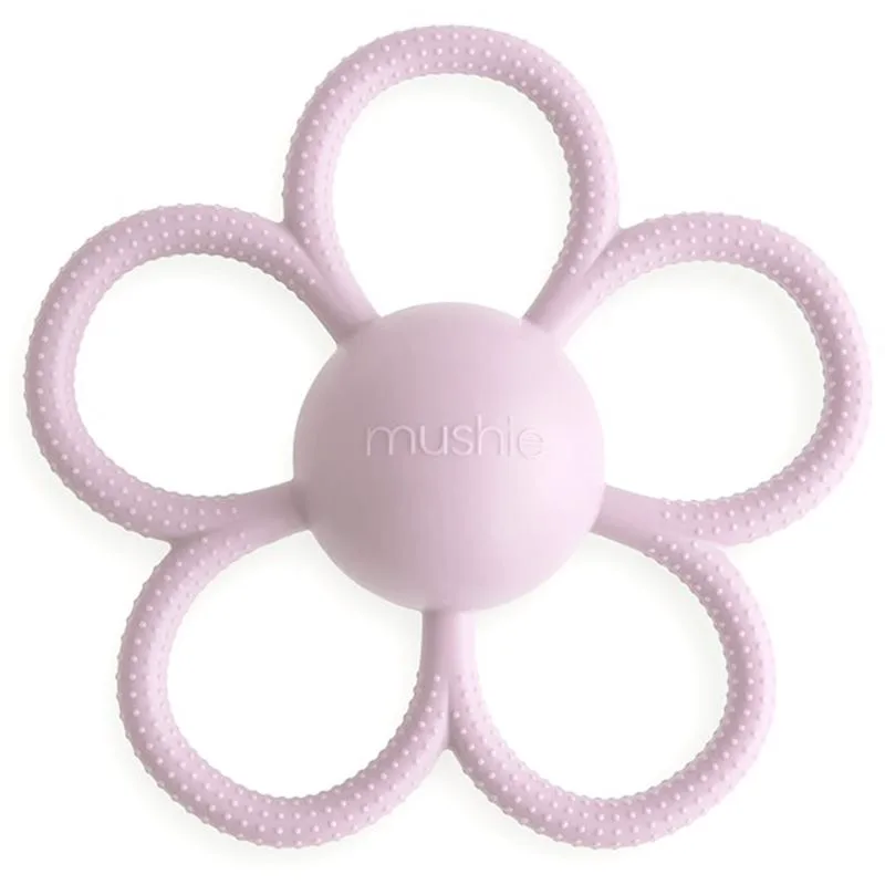 Mushie Rattle Teether Toy μασητικό με κουδουνίστρα Soft Lilac 1 τμχ