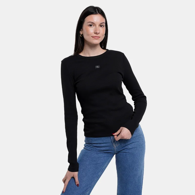 Calvin Klein Woven Label 2X2 Γυναικεία Μπλούζα με Μακρύ Μανίκι (9000263569_1469)