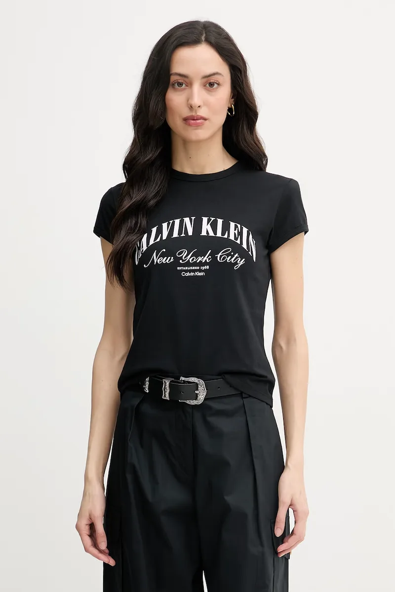 Calvin Klein Jeans T-shirt γυναικείο βαμβακερό με ελαστάνη