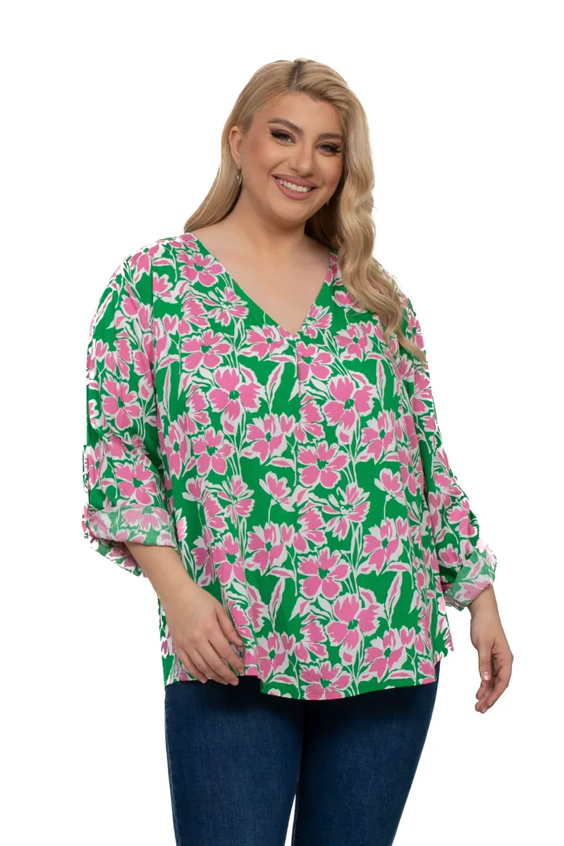 ΜΠΛΟΥΖΑ PLUS SIZE FLORAL MULTICOLOR