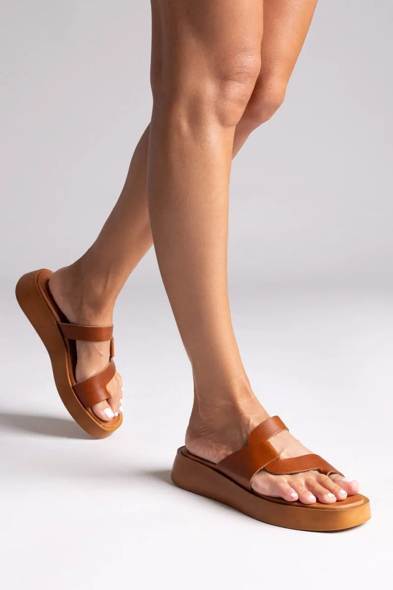 TFP Leather Sandals Cross Strap - Π3 - Tan