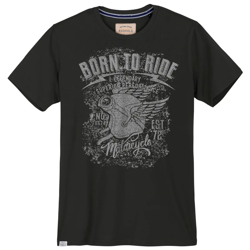 King size t-shirt μακό pennie "Born To Ride",της Redfield - Black