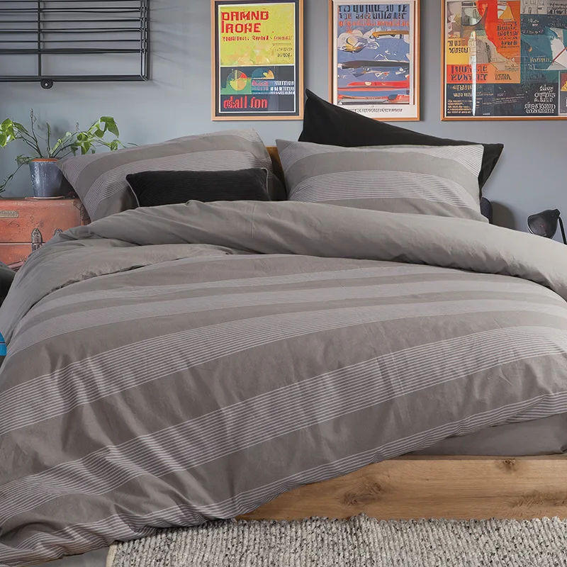 Παπλωματοθήκη Μονή (Σετ) 170X240 Nef Nef Casual Stripe D.Grey (170x240)