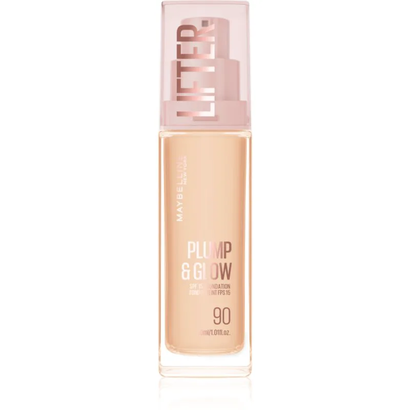 MAYBELLINE NEW YORK Lifter Plump & Glow λαμπρυντικό μεικ απ για φυσική εμφάνιση απόχρωση 90 30 ml