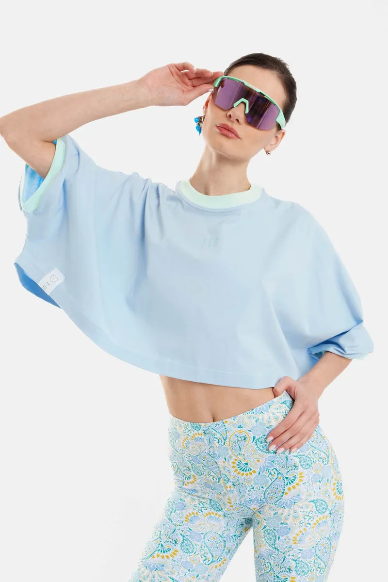 Γυναικείο Crop Top με κέντημα – Sloutsy - SKY BLUE