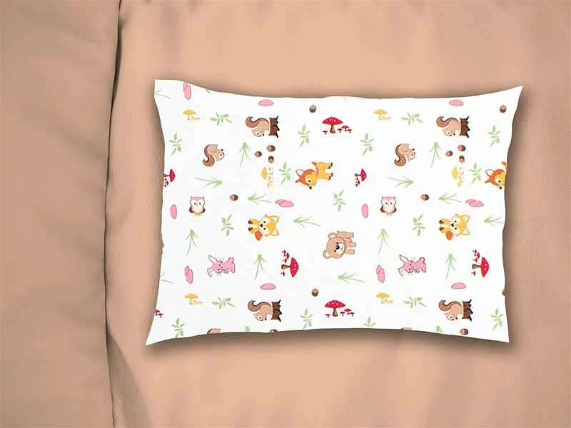 Μαξιλαροθήκη Εμπριμέ kids Forest Animals 571 50X70 White-Ροζ 100% Cotton