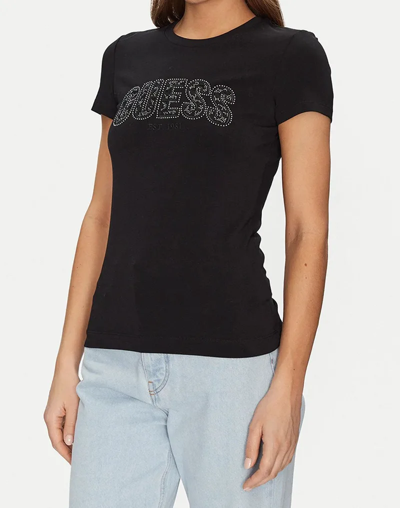 GUESS CN SS LOGO LACE TEE ΜΠΛΟΥΖΑ ΓΥΝΑΙΚΕΙΟ W5GI04J1314-JBLK Black
