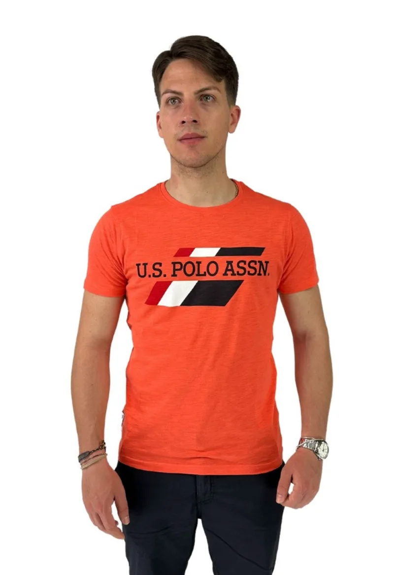 U.S. Polo Assn. Ανδρικό T-shirt Luca με Στάμπα 6528853224-325 Πορτοκαλί
