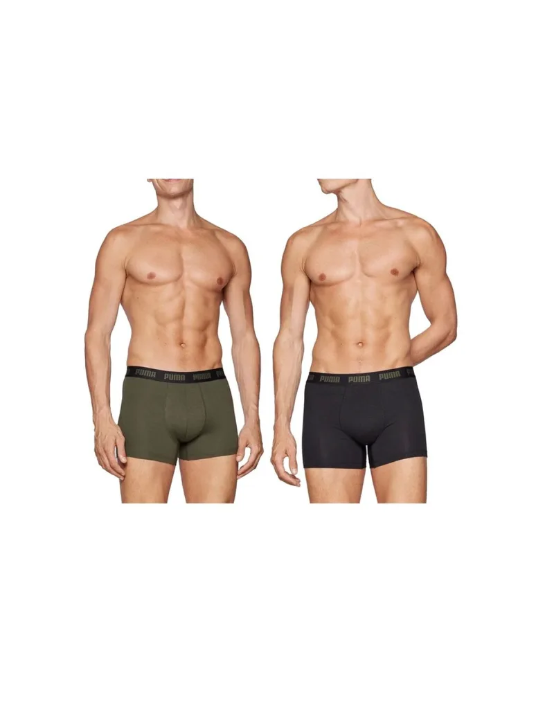Puma Men's Boxer Briefs 2Pack Khaki Black Comfortable Cotton