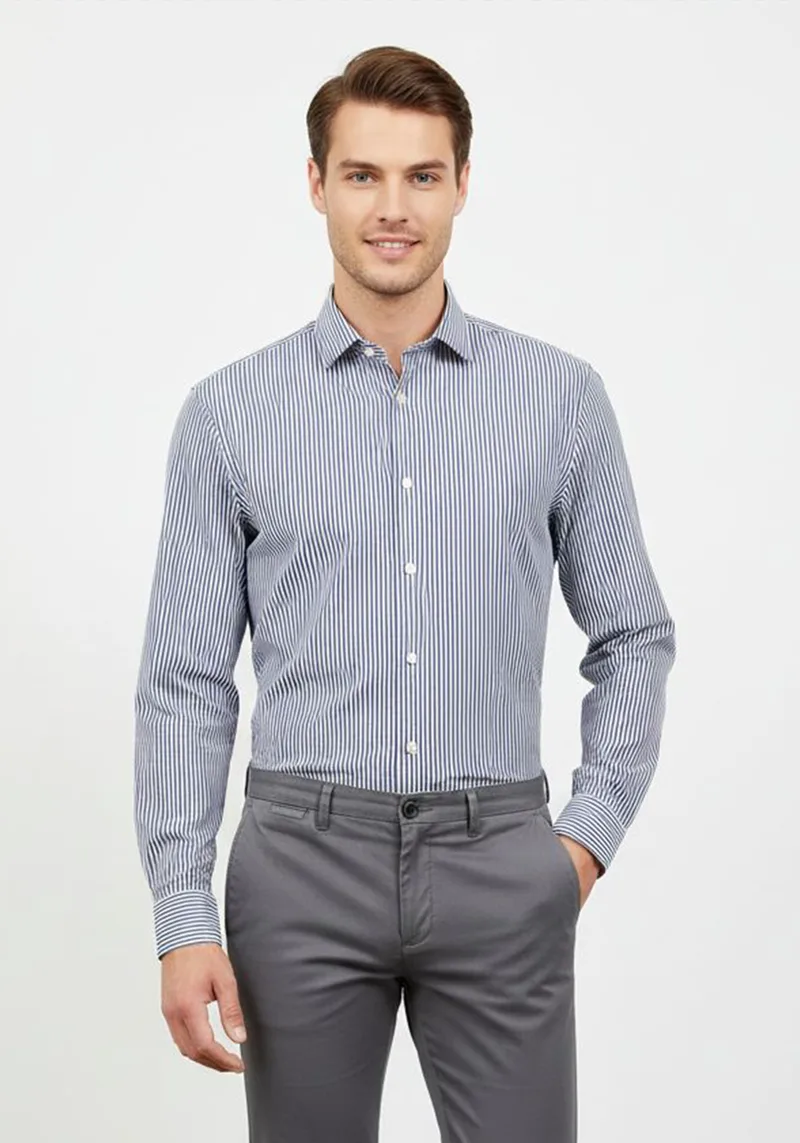 GANT Πουκάμισο Striped Poplin - 3260049 432 Blue
