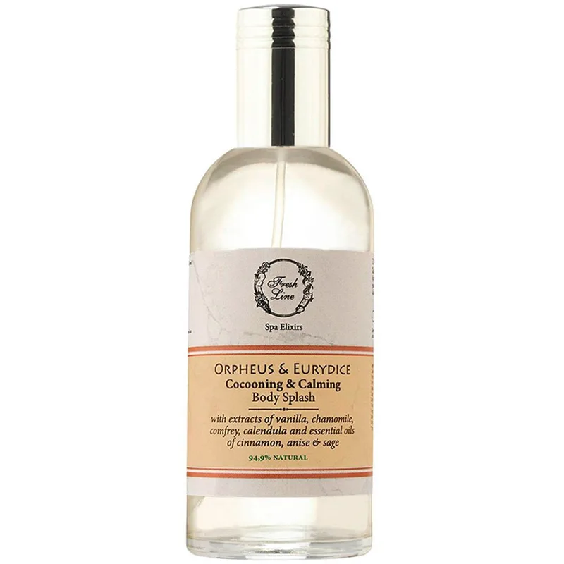 Fresh Line Spa Elixirs Orpheus & Eurydice Cocooning & Calming Body Splash Αρωματικό Mist Σώματος Ορφέας & Ευριδίκη με Αιθέρια Έλαια από Κανέλα, Γλυκάνισο & Βιολογικό Λάδι Καρύδας για Χαλάρωση & Ηρεμία 100ml