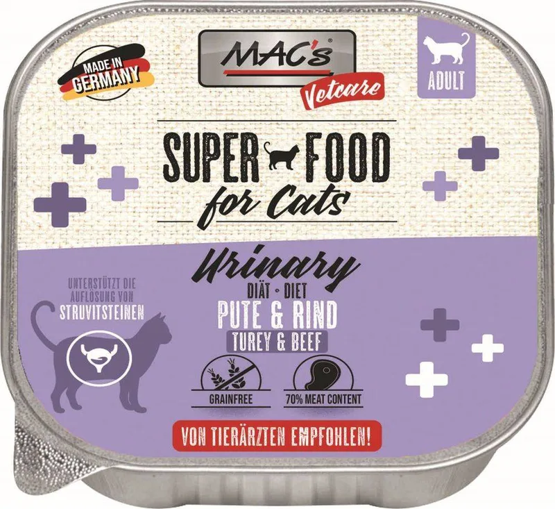 ΥΓΡΗ ΤΡΟΦΗ ΓΑΤΑΣ MACS VETCARE URINARY ΓΑΛΟΠΟΥΛΑ - ΜΟΣΧΑΡΙ (100GR)