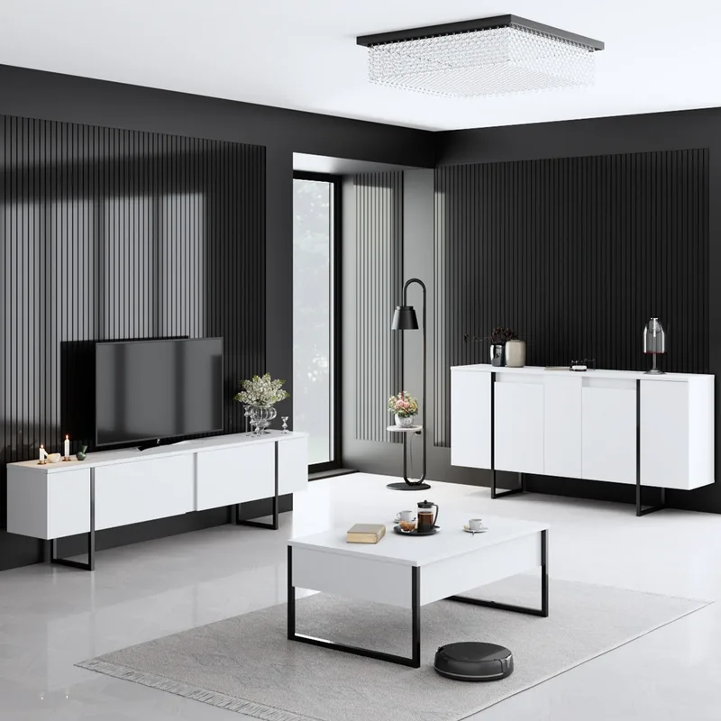 Σετ Επίπλων Σαλονιού Luxe - White, Black 618Bly1182 (160x80x35 cm)