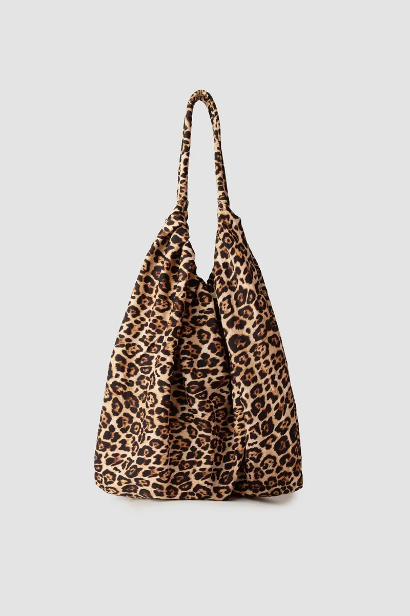 Minerva γυναικεία τσάντα θαλάσσης με leopard print - 96-52590-000-353 Καφέ