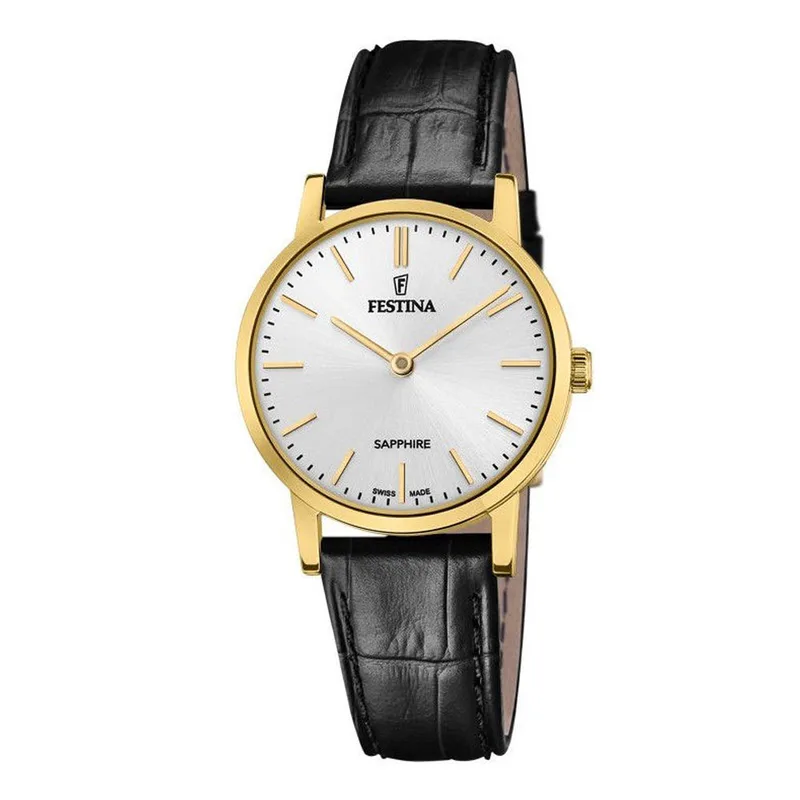 FESTINA Swiss Made Βlack Leather Strap F20017/1