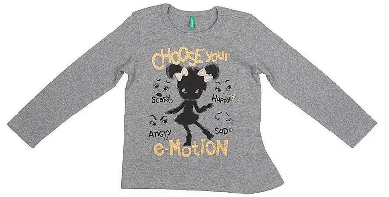 ΜΠΛΟΥΖΑ ΜΑΚΡΥΜΑΝΙΚΗ BENETTON MODERN MOB G ΓΚΡΙ ΜΕΛΑΝΖΕ (82 CM)-(1-2 ΕΤΩΝ)