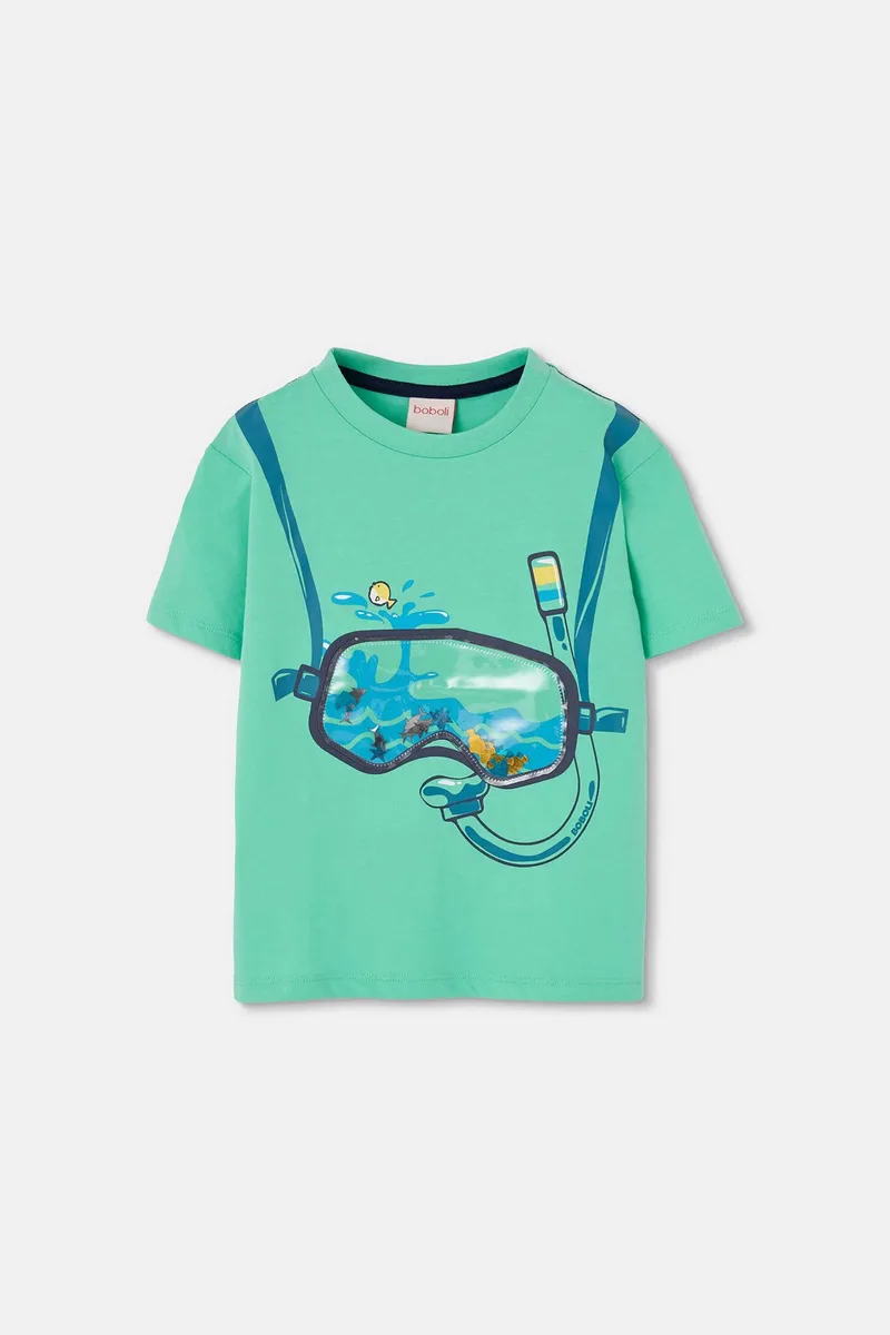 Boboli παιδικό Τ-shirt με print θαλάσσια στοιχεία - 543024 Βεραμάν