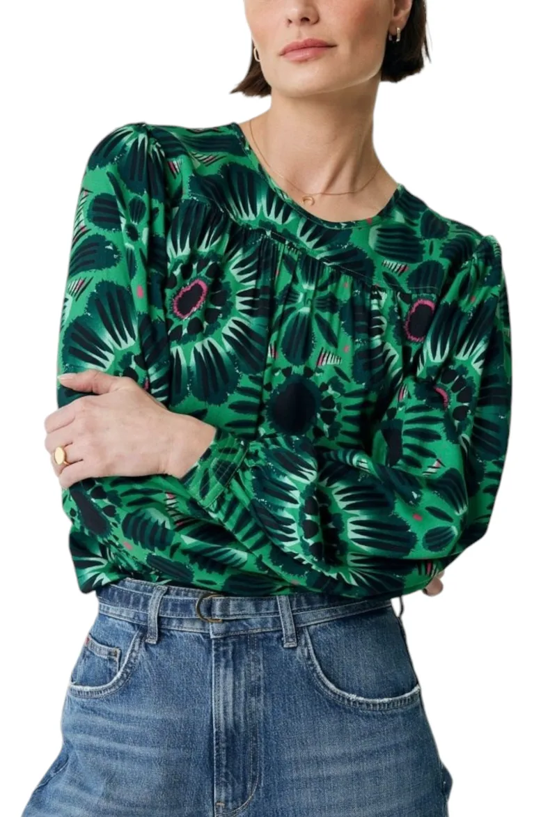 Μπλούζα Μακρυμάνικη Mexx Printed With Puff Sleeves And Shoulderpleats XC0418036W-Bright Green Γυναικείο