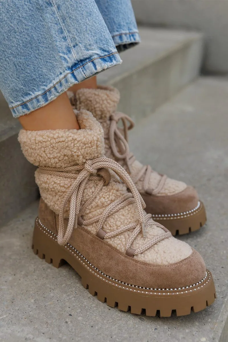 MARQUIIZ Shearling Lined Winter Boots - 9680 - Taupe Suede