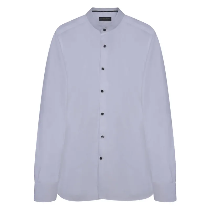 Superior Πουκάμισο Μαό Λευκό 100% Fine Cotton (Modern Fit)