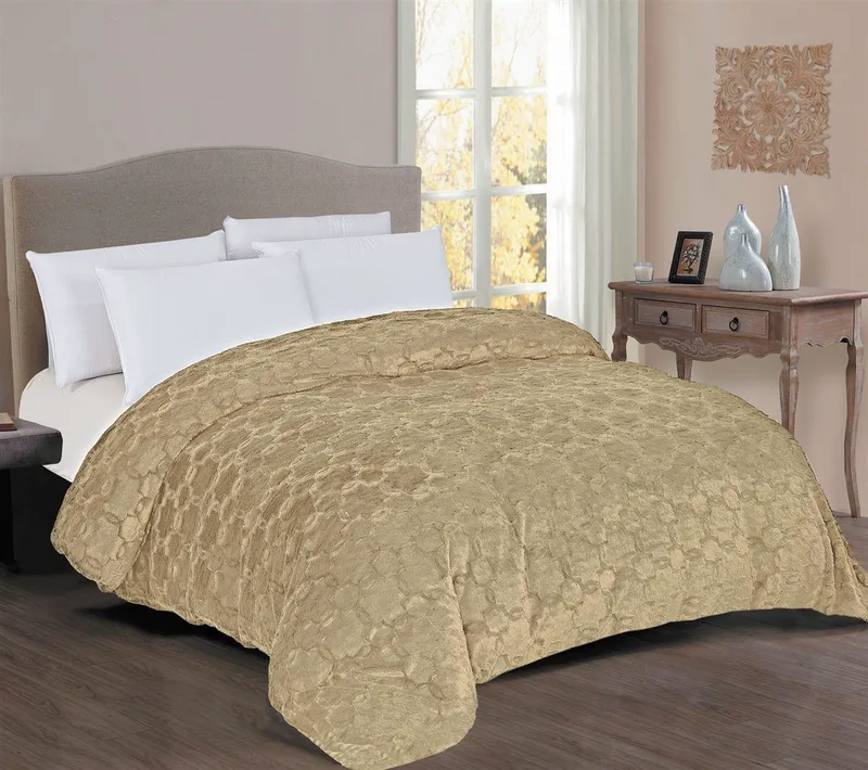 Κουβερτοπάπλωμα Γούνα-Sherpa 730 gsm 1830 Μπεζ 160X220 100% Polyester