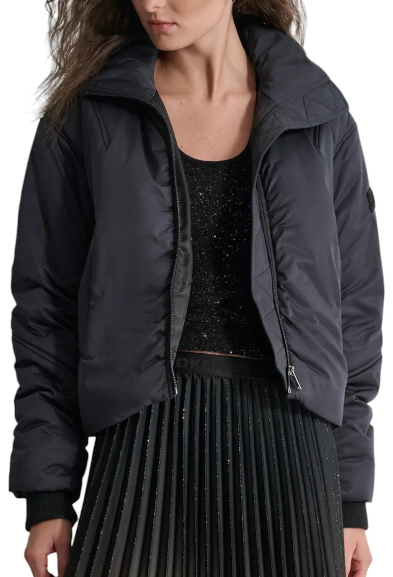 Μπουφάν DKNY Coated Satin Puffer P4HJ6Y19-BLK Γυναικείο