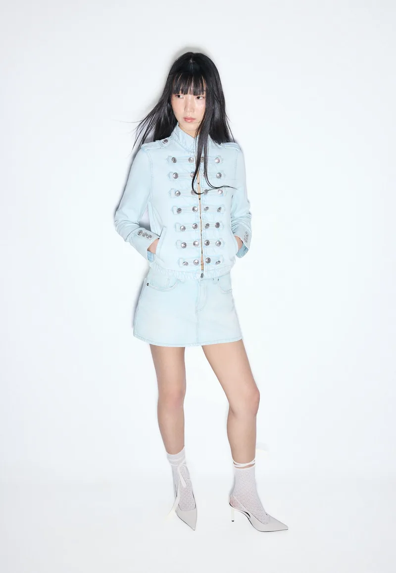 Stradivarius D62 Denim Φούστα-Σορτς Γαλάζιο 42