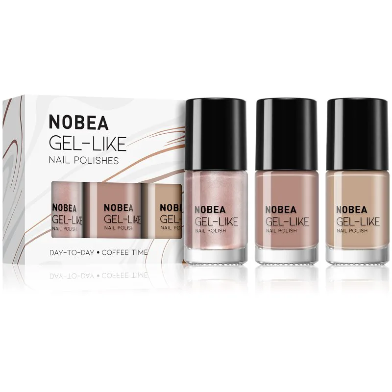 NOBEA Day-to-Day 3-Piece Gel-like Nail Polish set Σετ βερνίκι νυχιών Coffee Time