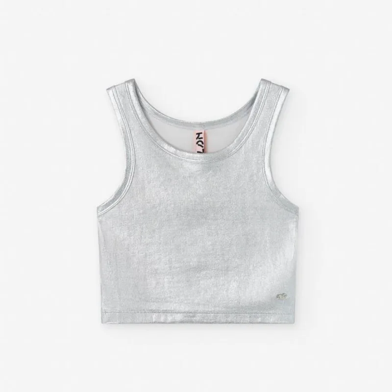 Μπλούζα μακό crop κορίτσι Losan-LJGAP0103_25027-GREY