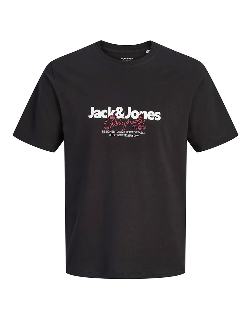 JACK&JONES JORCASSIS TEE SS CREW NECK FST 12301961-BLACK Black