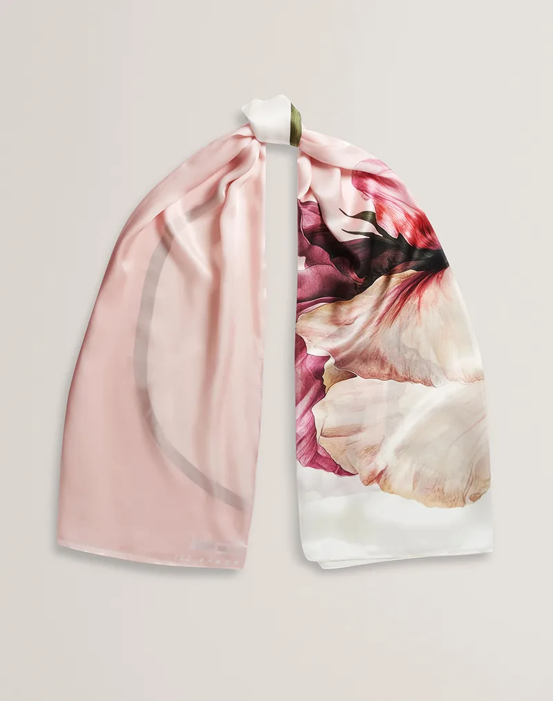 TED BAKER LISAAE Large Floral Print Silk Scarf 284073-PINK Ροζ
